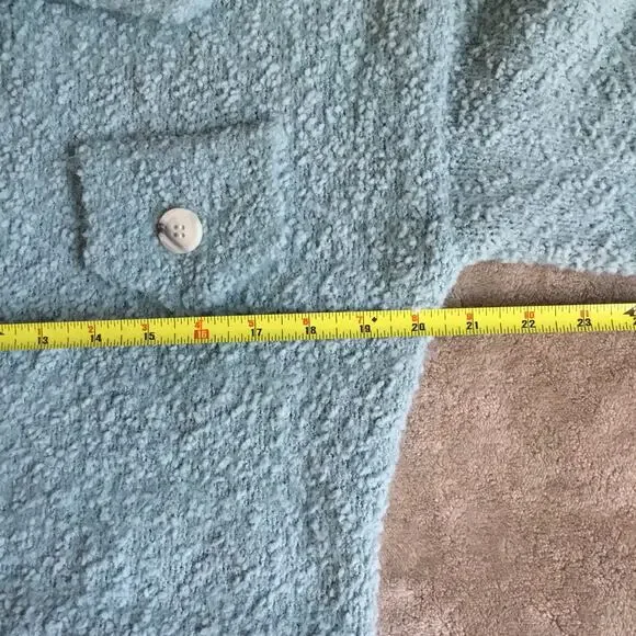 W.A.P.G. Fuzzy Crop Sweater Jacket Dusty Blue Sz S - Picture 6 of 8